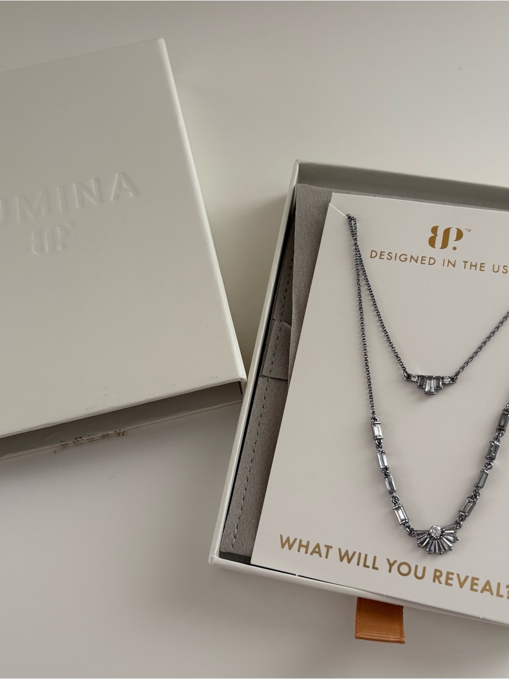 Bomb Party Lumina Twinkling in Turns Necklace NK56756 Diamond CZ Hematite